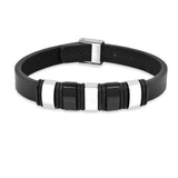 Mens Black Leather Bracelet