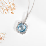 Natural Briolette Cut Sky Blue Topaz Pendant Necklace