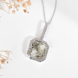 Natural Briolette Cut Green Amethyst Pendant Necklace