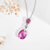 Created Pink Sapphire Teardrop Pendant Necklace