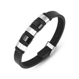 Mens Black Leather Bracelet