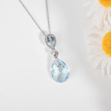 Natural Sky Blue Topaz Necklace Women