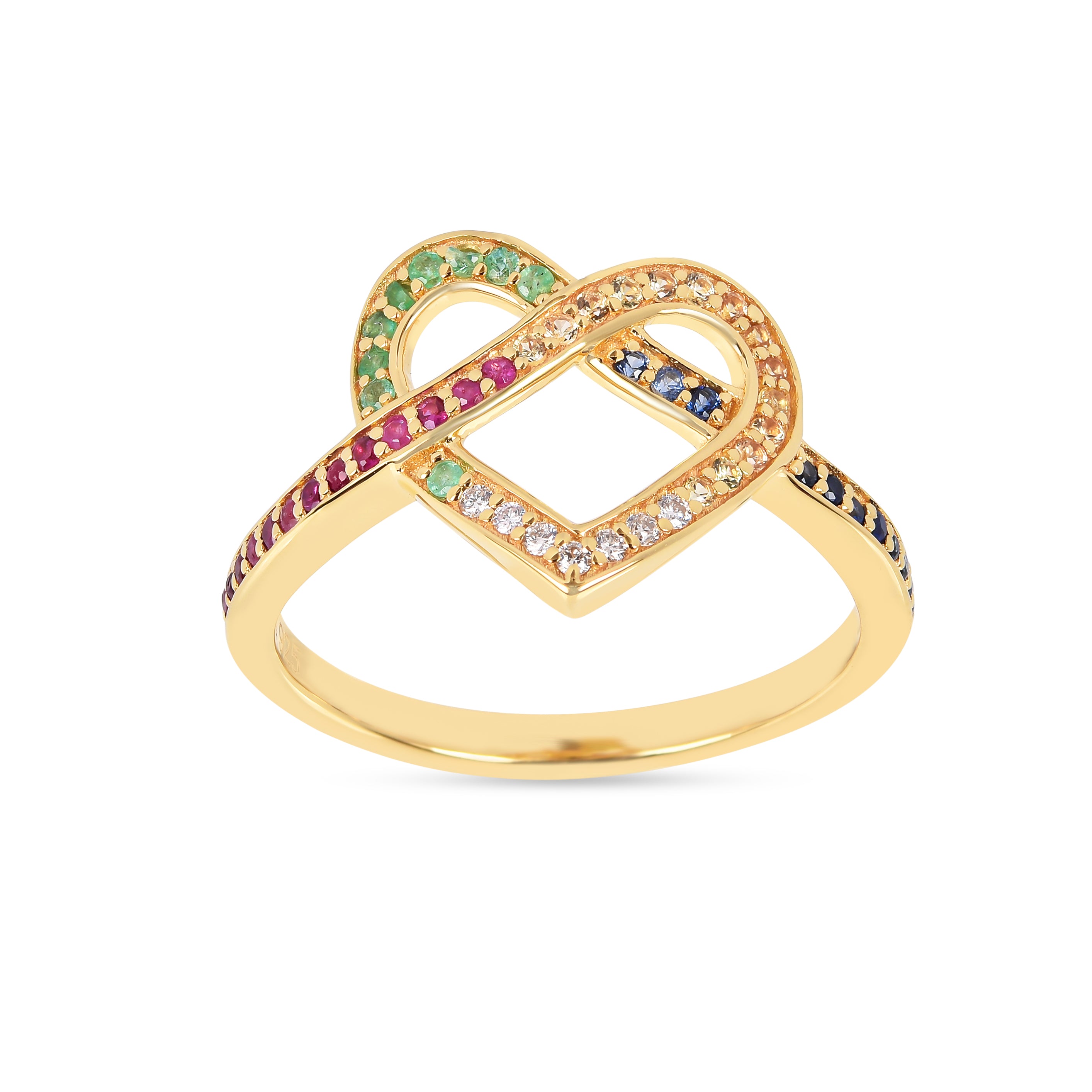 22k Gold Vermeil Diamond and Multi-Gemstone Infinity Heart Ring
