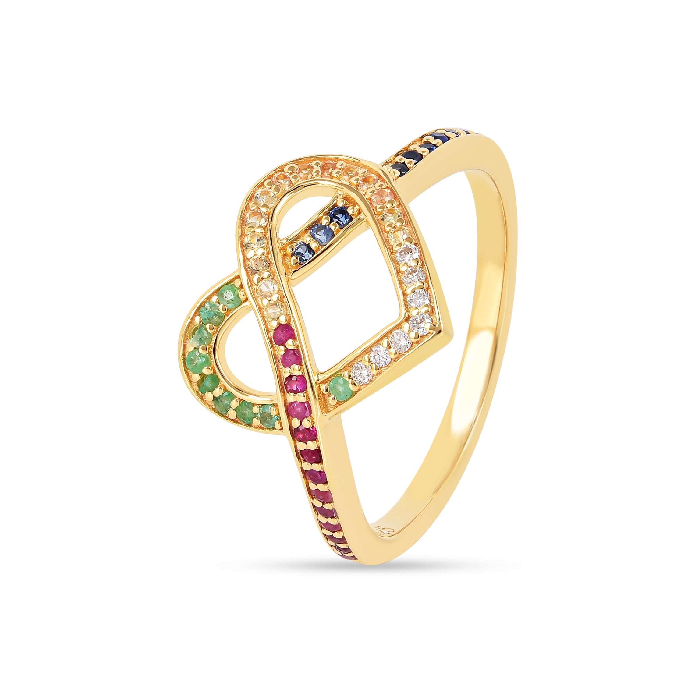 22k Gold Vermeil Diamond and Multi-Gemstone Infinity Heart Ring