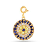 diamond and sapphire round charm pendant