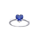 Blue Sapphire Heart Ring Created Blue Diamond Heart Ring September Birthday Ring  - FineColorJewels