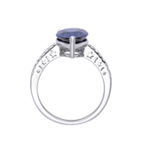 Blue Diamond Silver Engagement Ring Gift for Her- FineColorJewels