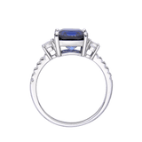  Created Blue Diamond Cushion Cut Engagement Ring  - FineColorJewels