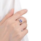 Blue Sapphire Heart Ring Created Blue Diamond Heart Ring  - FineColorJewels