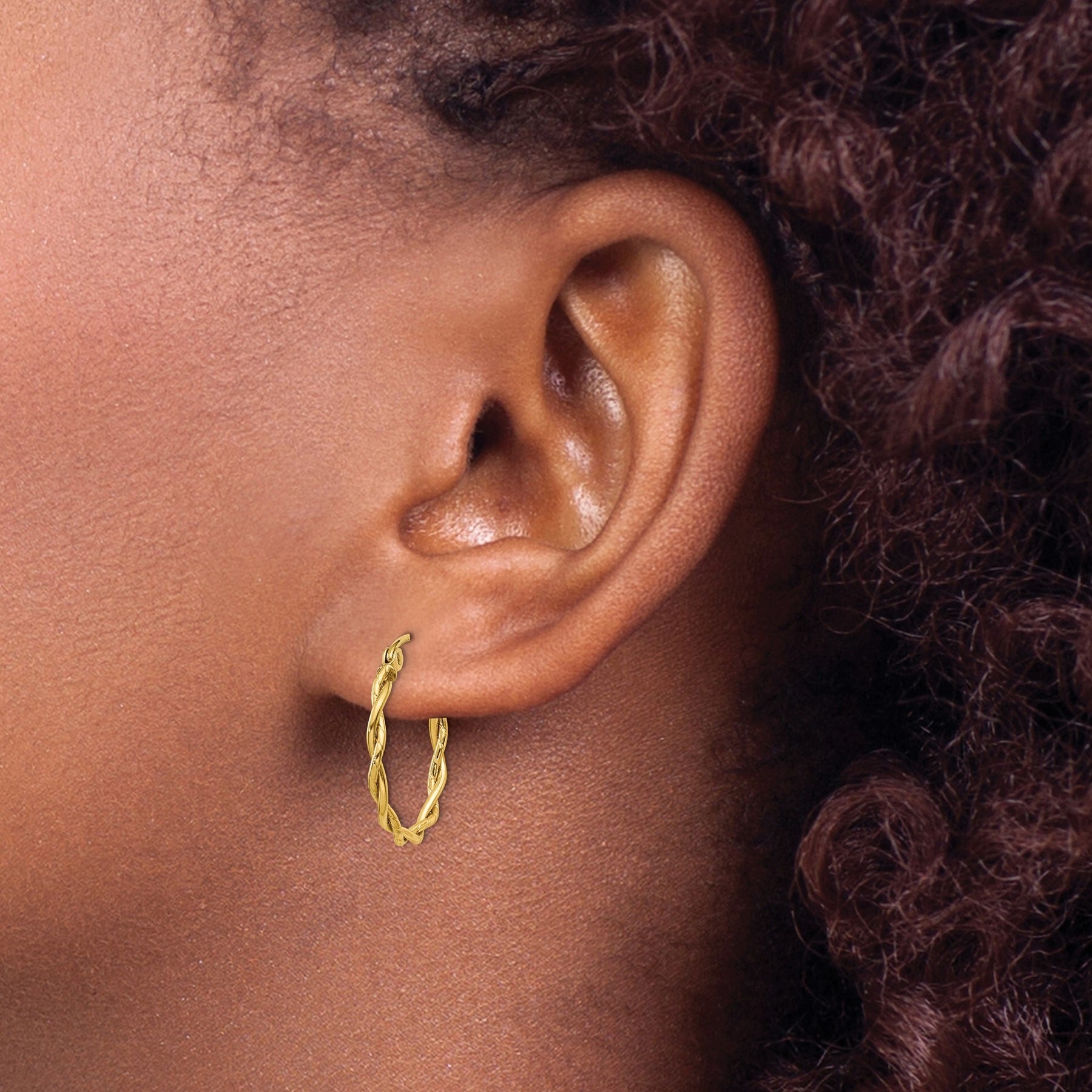 14k Yellow Gold Twisted Hoop Earrings