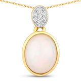 10K Gold Ethiopian Opal and Diamond Slide Necklace