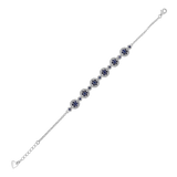 Lab Grown Blue Sapphire Halo Tennis Bracelet