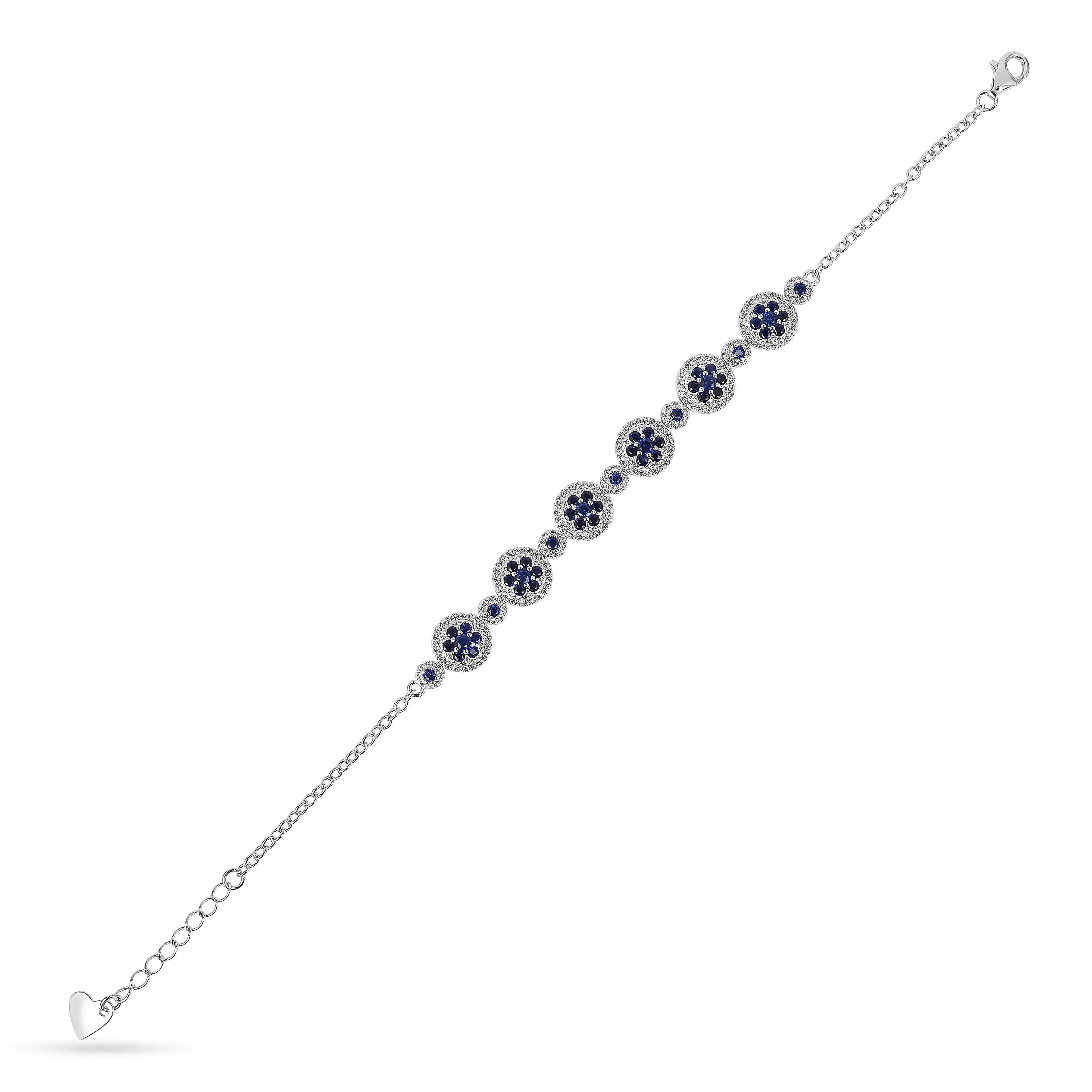 Lab Grown Blue Sapphire Halo Tennis Bracelet Fine Color Jewels &nbsp;Wedding Bridal Bracelet, Birthday gift for her, Blue Sapphire Bracelet, Bridesmaid Gift 925 Sterling Silver, Bridesmaid Gift for Her, Created sapphire bracelet.&nbsp;, everyday gift for her, gift for her, gift for hergift for women, Jewelry Gift for her, ring gift for her., Sapphire Halo Bracelet, September Birthstone Bracelet, Wedding Gift For Her