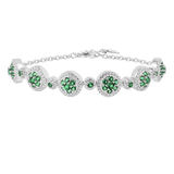 Lab Grown Emerald  White Halo Bracelet