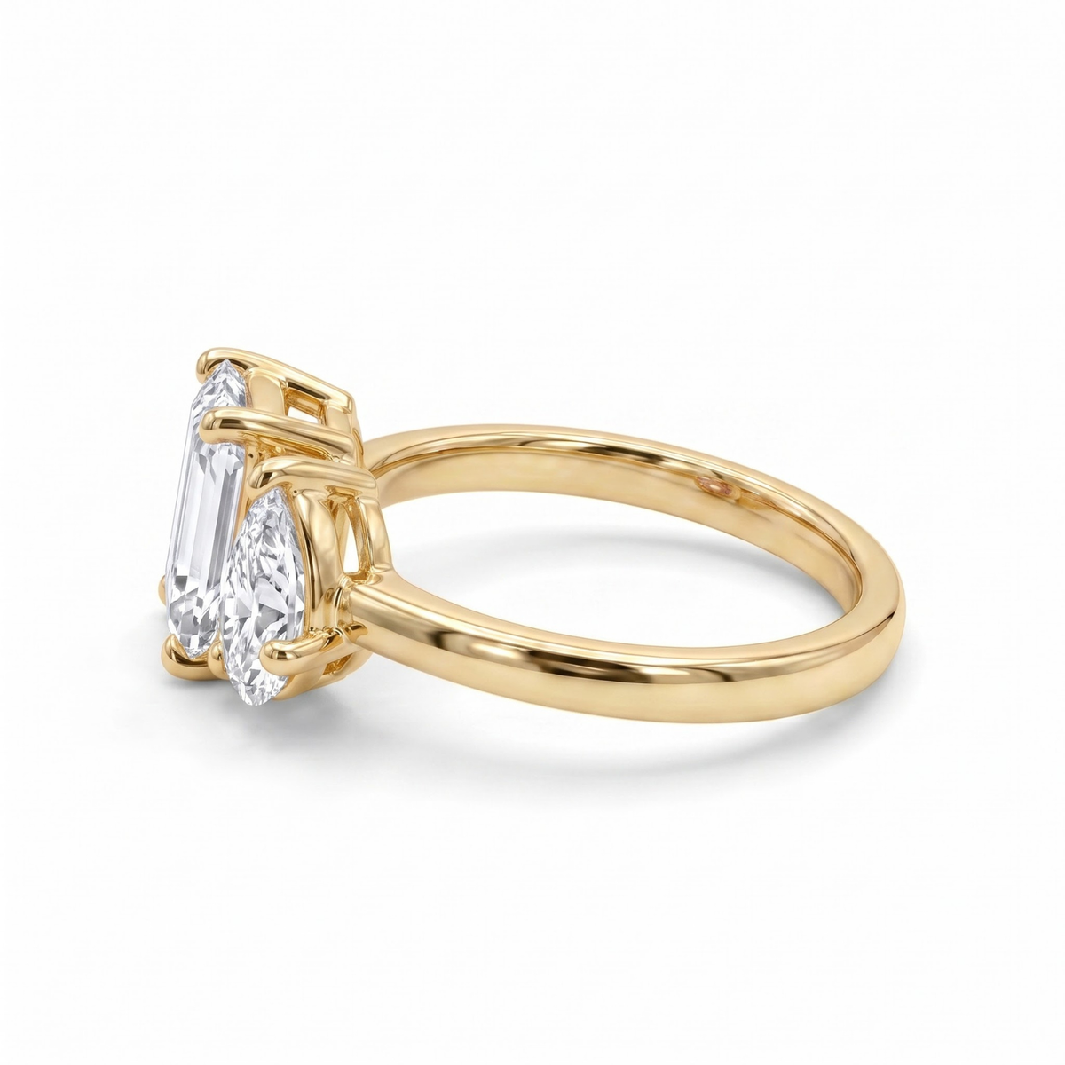 2.450 Cttw Octagon Ruby, Sapphire, Emerald and Lab Diamond 14K Yellow Gold Toi Et Moi Ring
