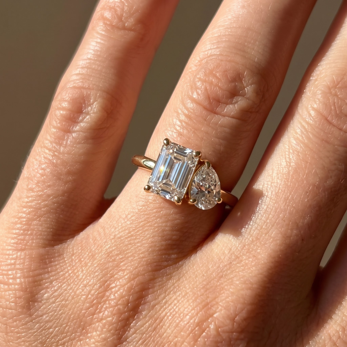2.450 Cttw Octagon Ruby, Sapphire, Emerald and Lab Diamond 14K Yellow Gold Toi Et Moi Ring