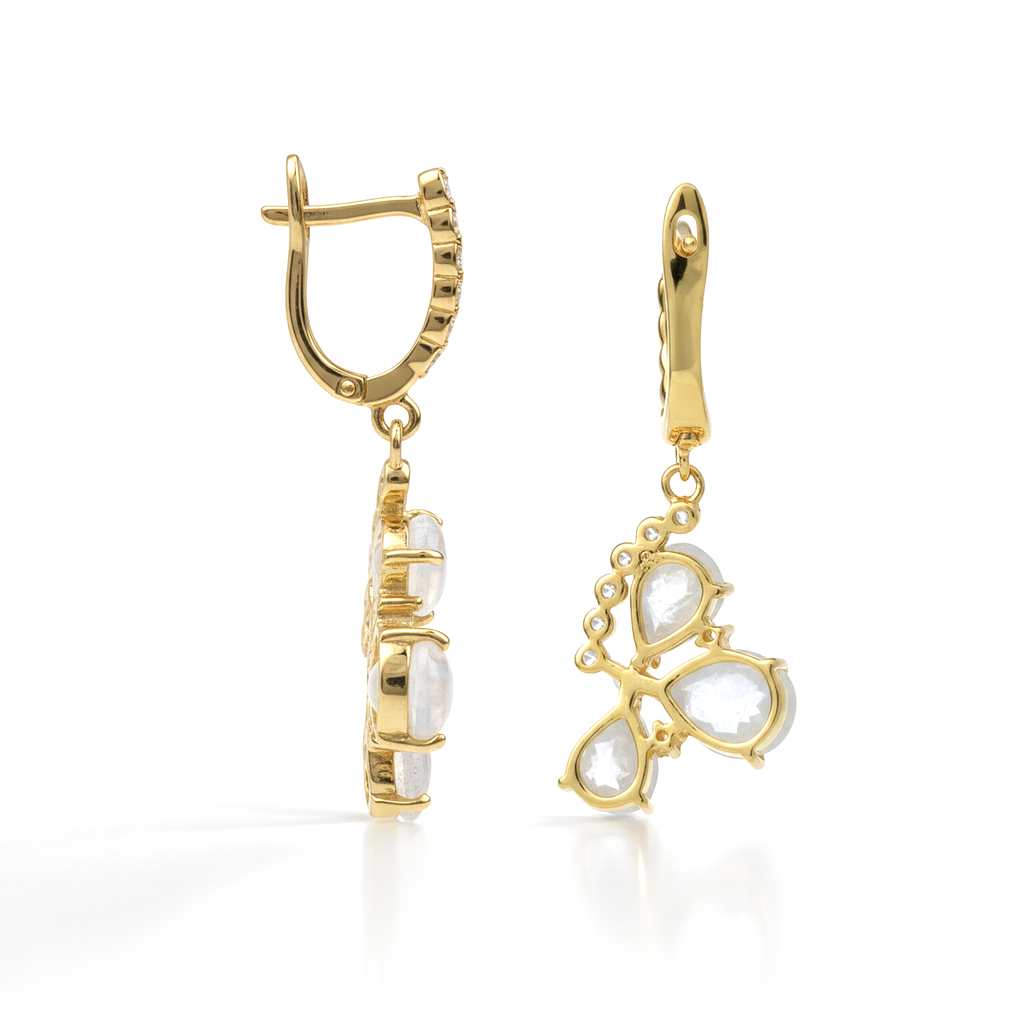 Natural Rainbow Moonstone Sterling Silver Earrings