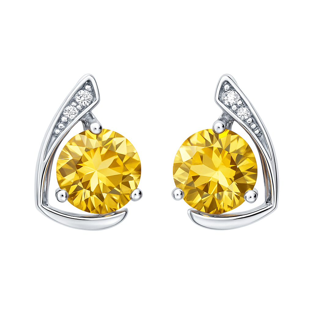 Natural Citrine & White Topaz Sterling Silver Earrings