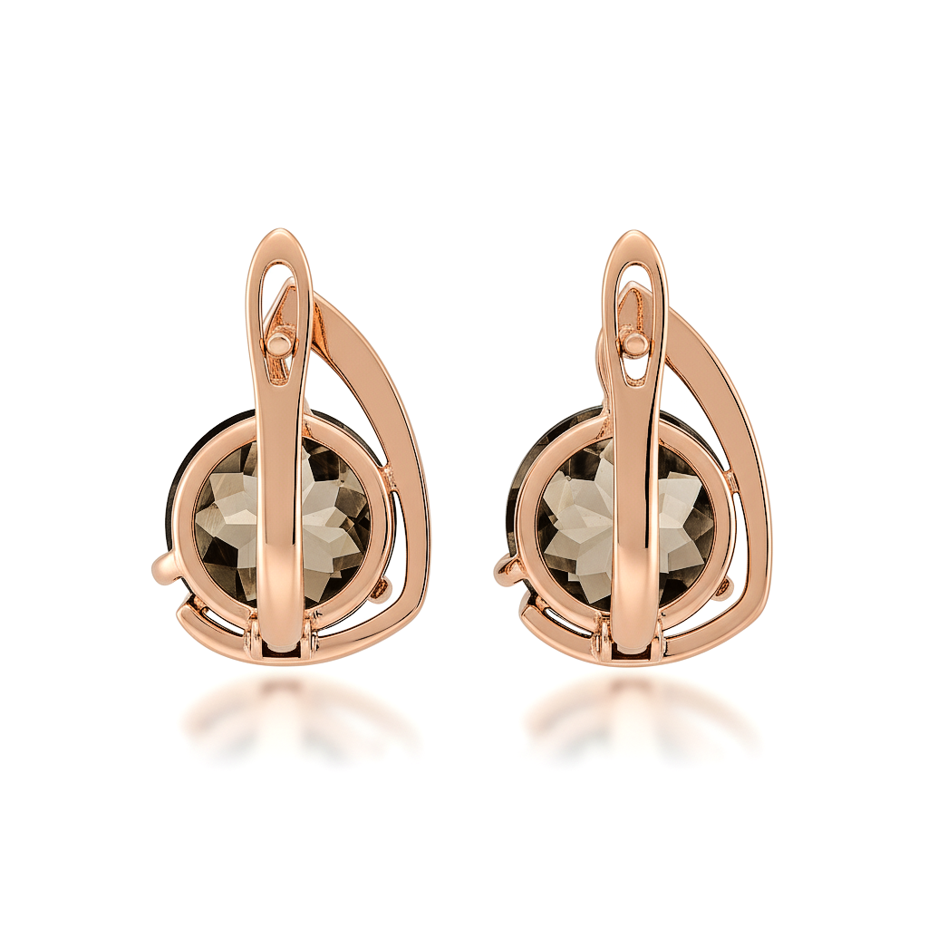 Natural Smoky Quartz & White Topaz Sterling Silver Earrings