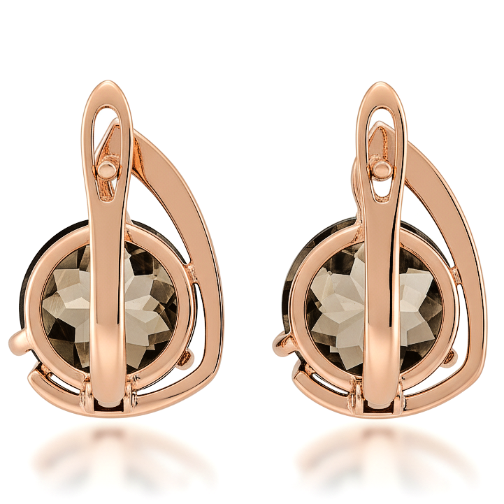 Natural Smoky Quartz & White Topaz Sterling Silver Earrings