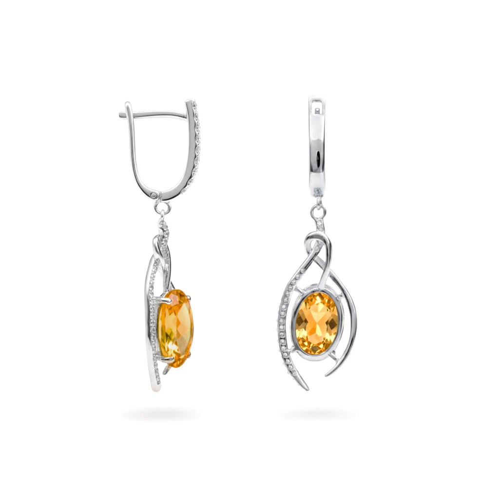 Natural Citrine & White Topaz Sterling Silver Earrings