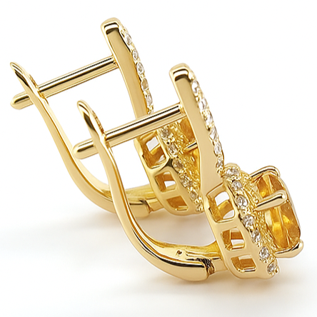 Yellow Natural Citrine Sterling Silver Earrings