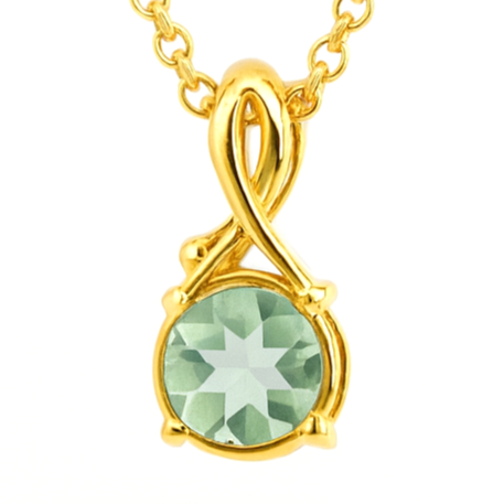 Natural Green Amethyst Pendant Necklace