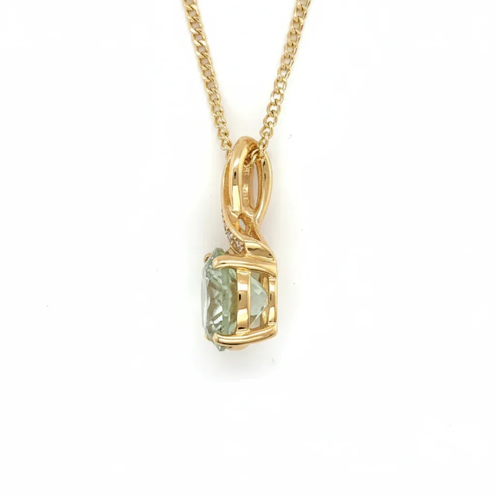 Natural Green Amethyst Pendant Necklace