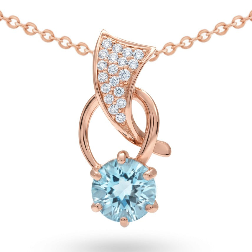 Natural Sky Blue Topaz 925 Silver Pendant Necklace