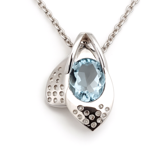 Natural Sky Blue Topaz Silver Dew Drop Necklace