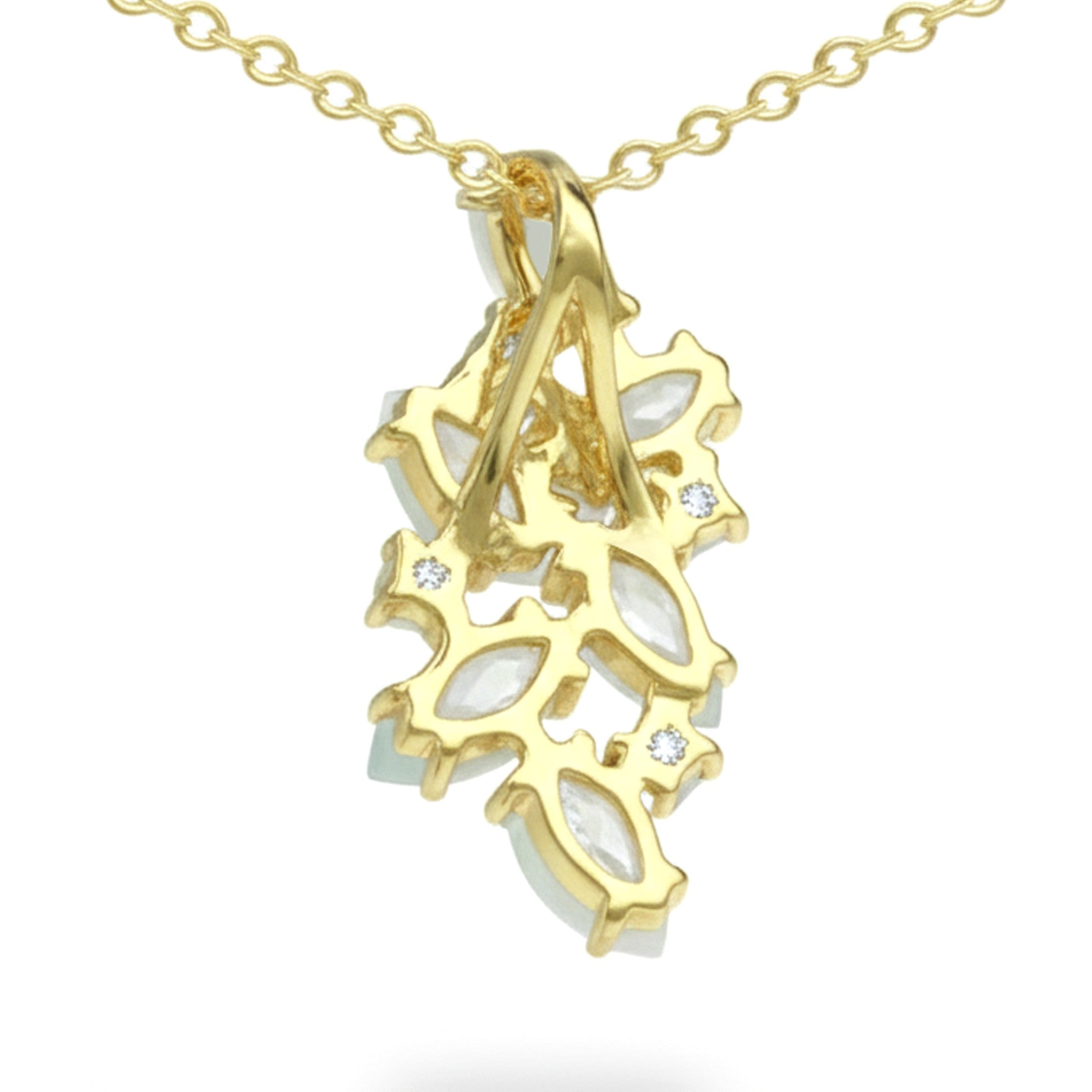 Natural Moonstone Silver Cluster Pendant Necklace