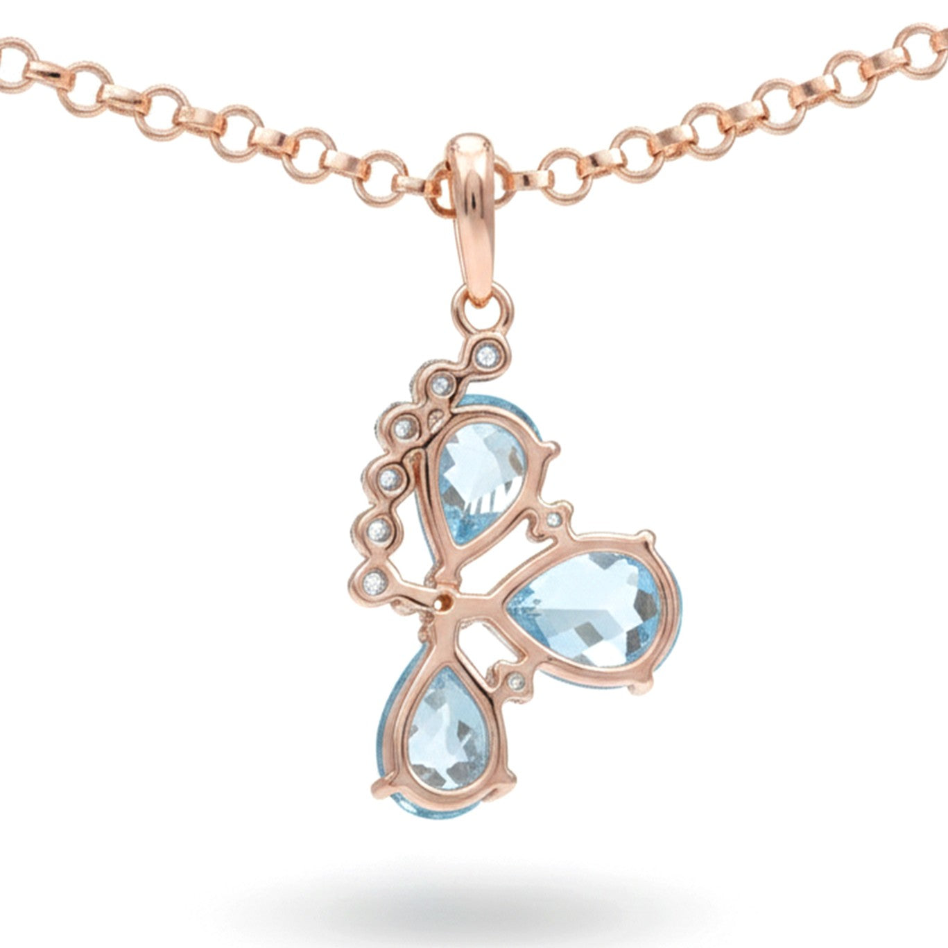 Natural Sky Blue Topaz Silver Floral Necklace