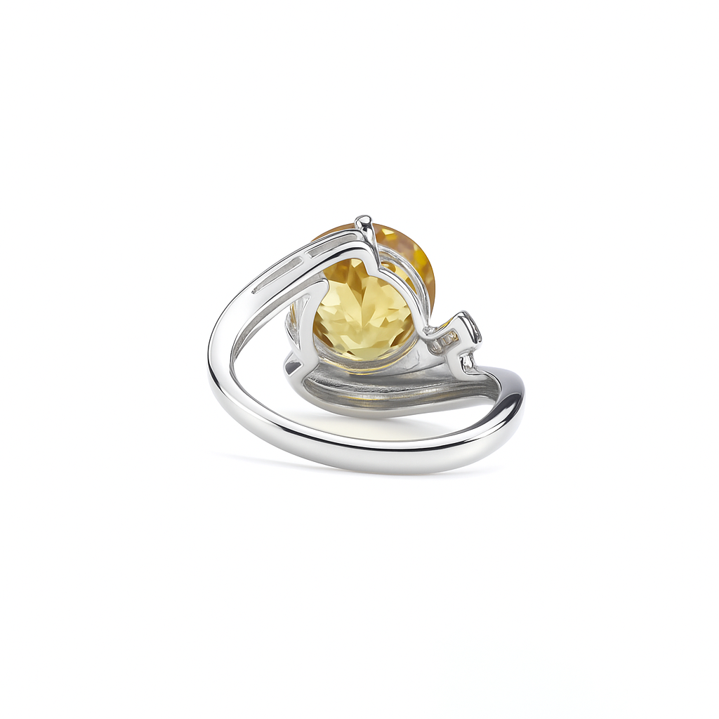 Yellow Natural Citrine Sterling Silver Bypass Ring