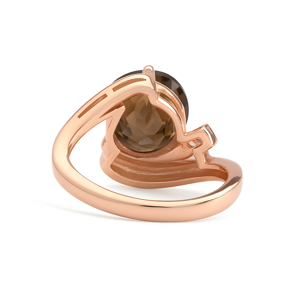 Natural Brown Smoky Quartz Sterling Silver Bypass Ring