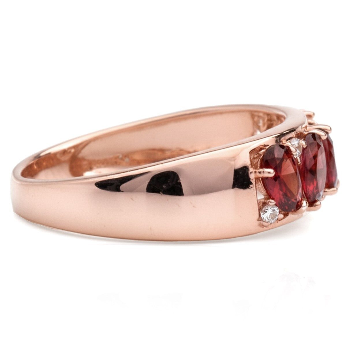 Natural Garnet Sterling Silver Leaf Band Ring