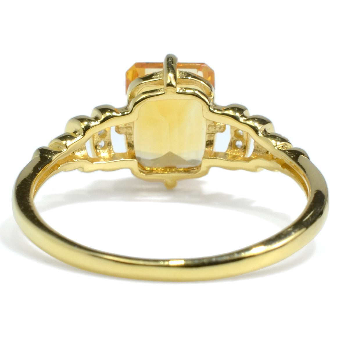 Natural Yellow Citrine Octagon Bar Ring Sterling Silver