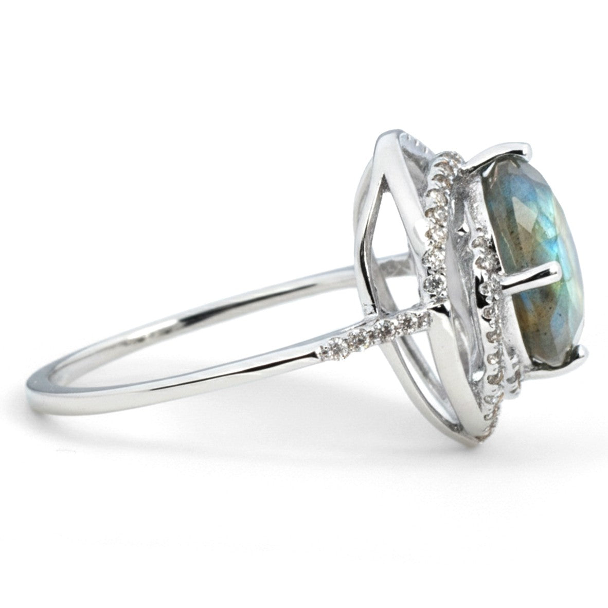 Natural Labradorite 925 Sterling Silver Statement Ring
