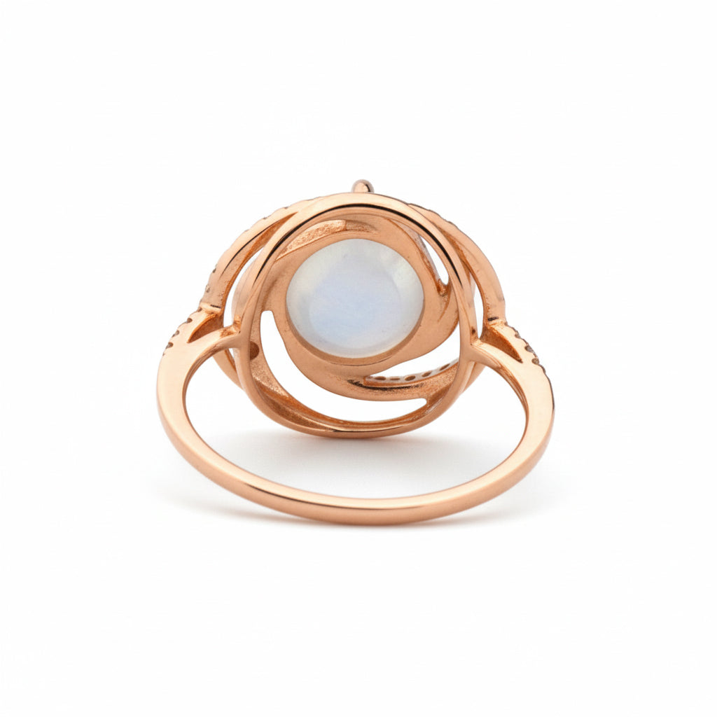 Natural White Moonstone Sterling Silver Ring