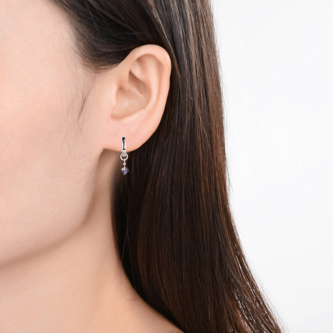Amethyst Heart Earrings Fine Color Jewels 925 Sterling Silver, Amethyst, dla-dm-discount-all-143240, dla-dm-discount-all-154898, Fashion, Purple, Round, sale