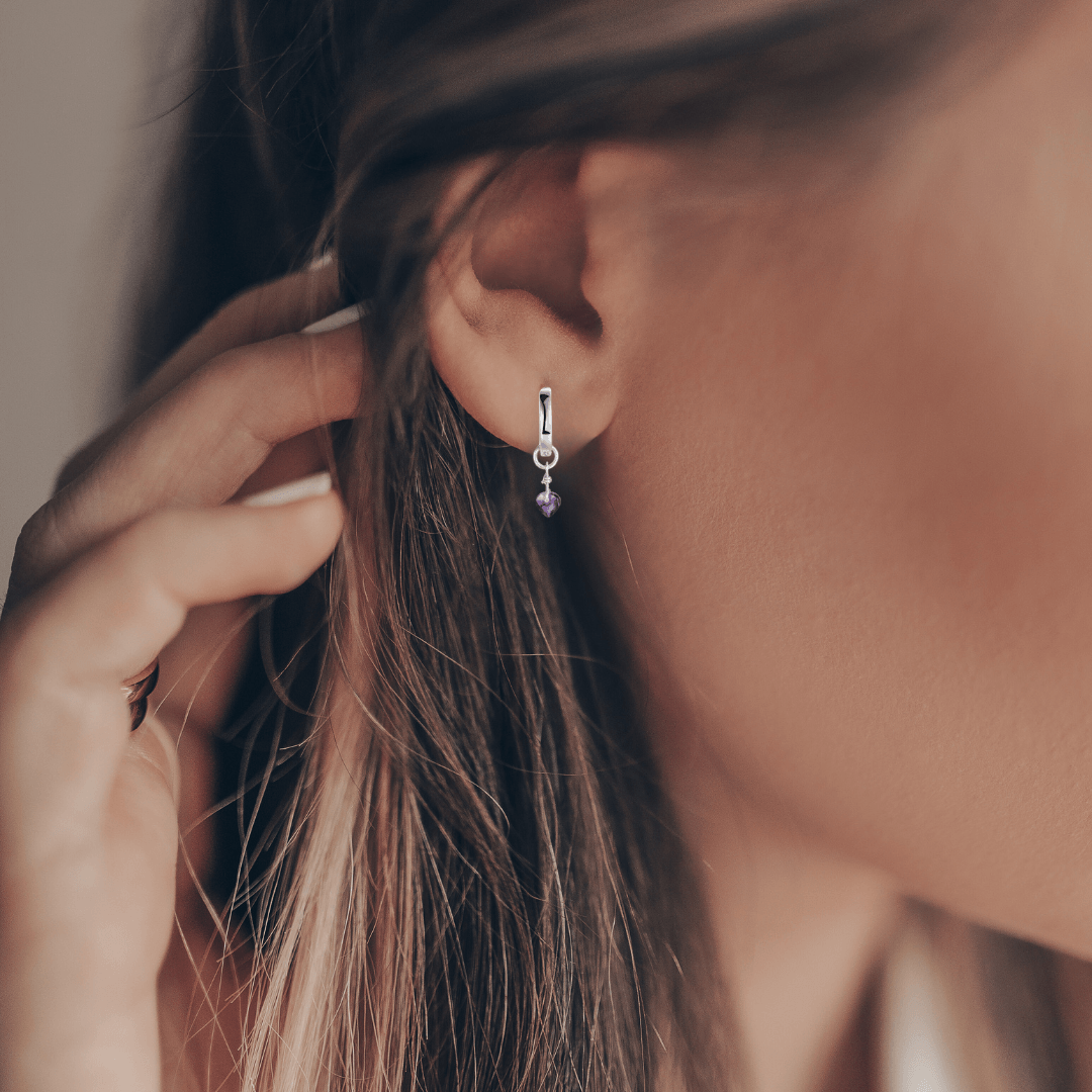 Amethyst Heart Earrings Fine Color Jewels 925 Sterling Silver, Amethyst, dla-dm-discount-all-143240, dla-dm-discount-all-154898, Fashion, Purple, Round, sale