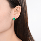 Green Colombian Created Emerald Stud Earrings