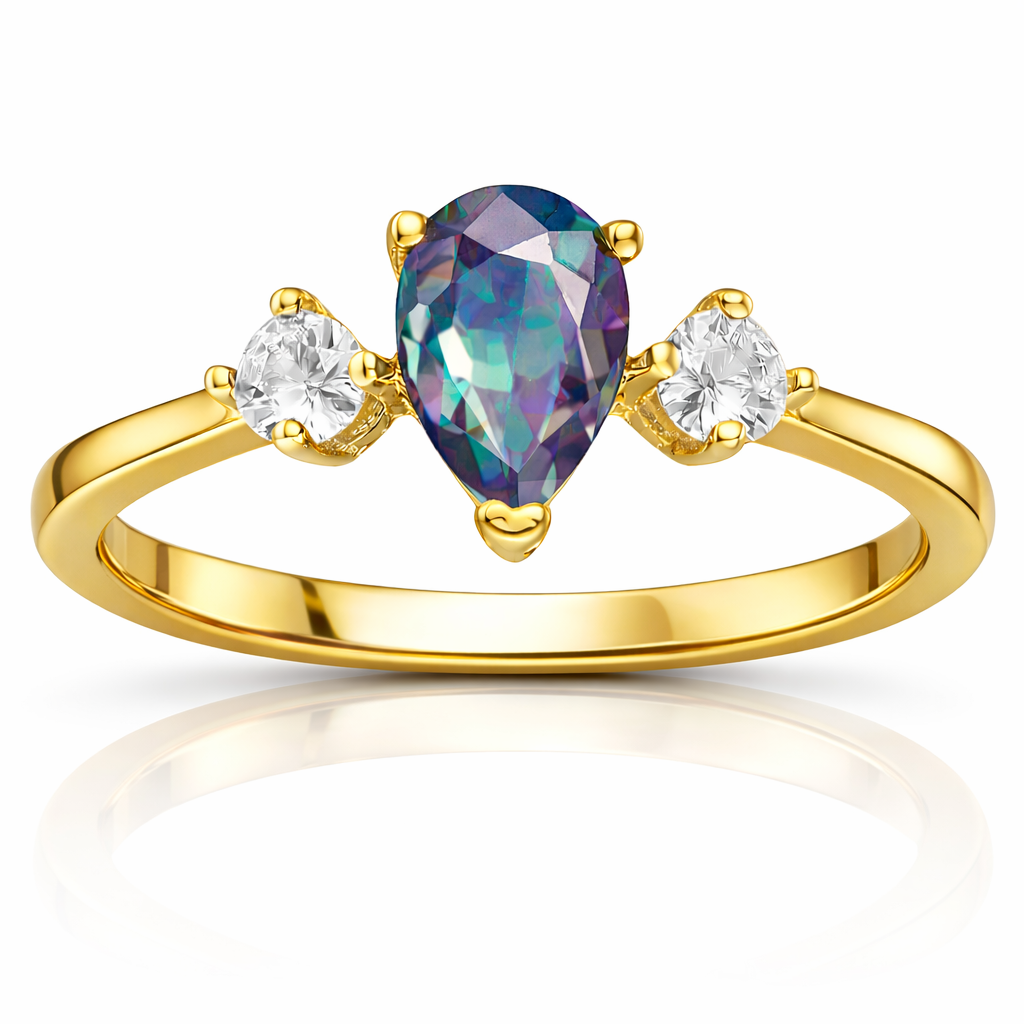 22k Gold Vermeil Created Alexandrite Three Stone Ring