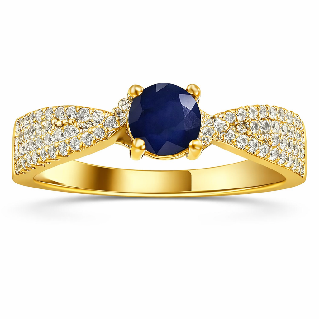 22k Gold Vermeil Blue Sapphire Solitiare Engagement Ring