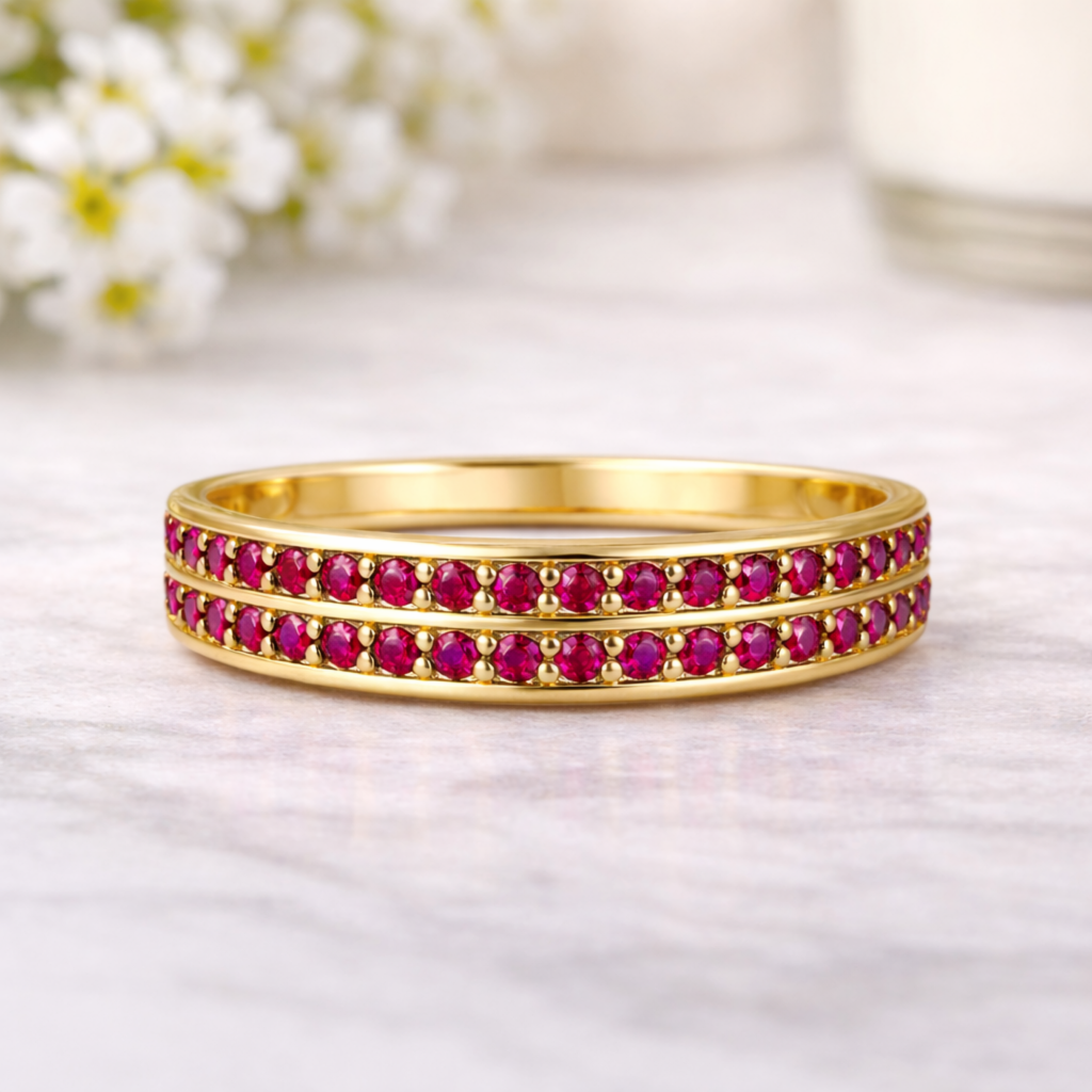 22k Gold Vermeil Ruby Dual Eternity Ring Fine Color Jewels