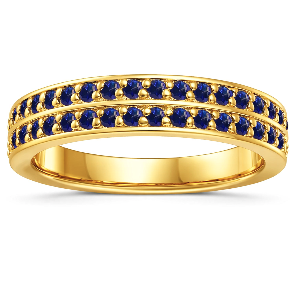 22k Gold Vermeil Blue Sapphire Dual Eternity Ring