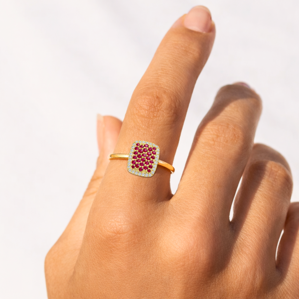 22k Gold Vermeil Ruby Statement Ring Fine Color Jewels