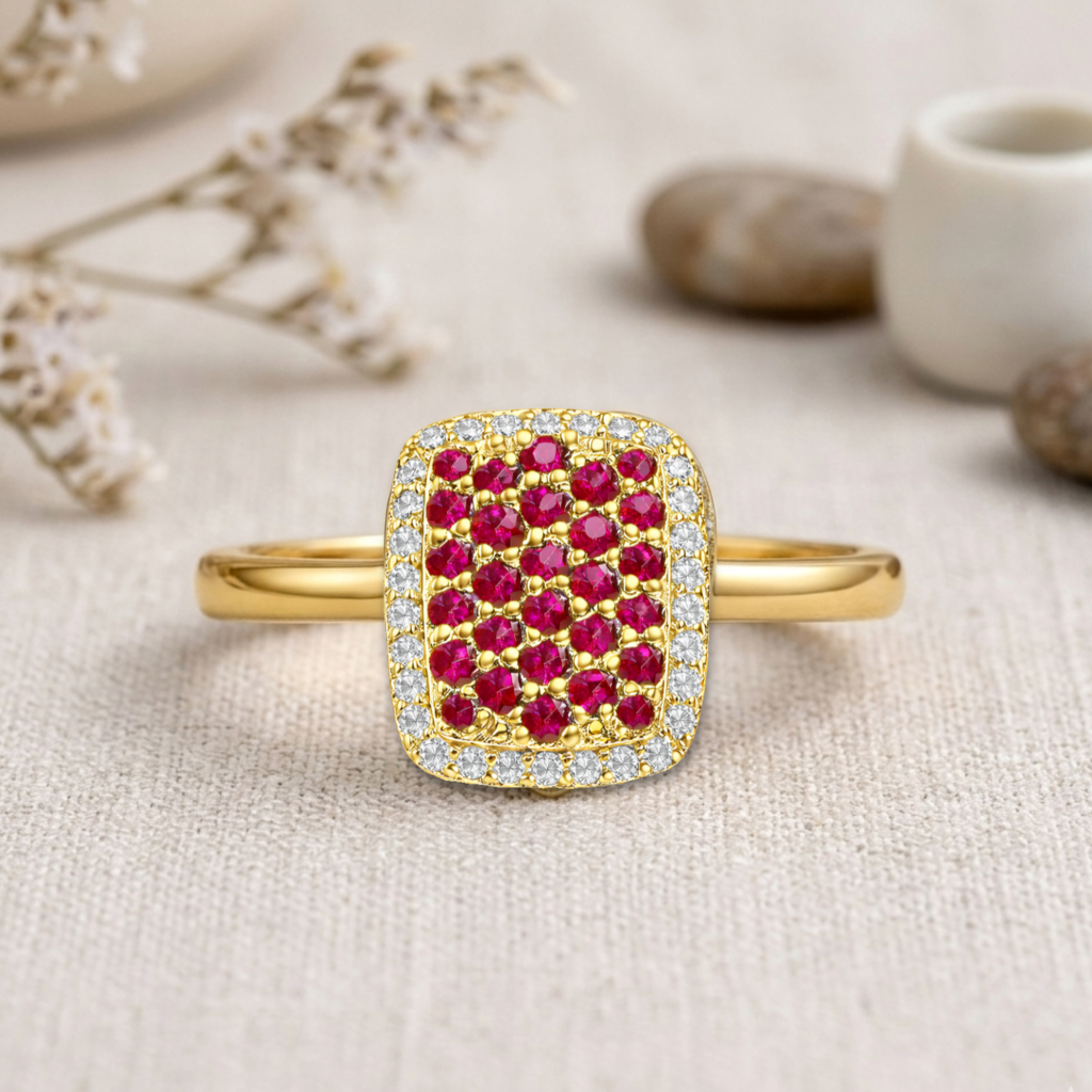 22k Gold Vermeil Ruby Statement Ring Fine Color Jewels
