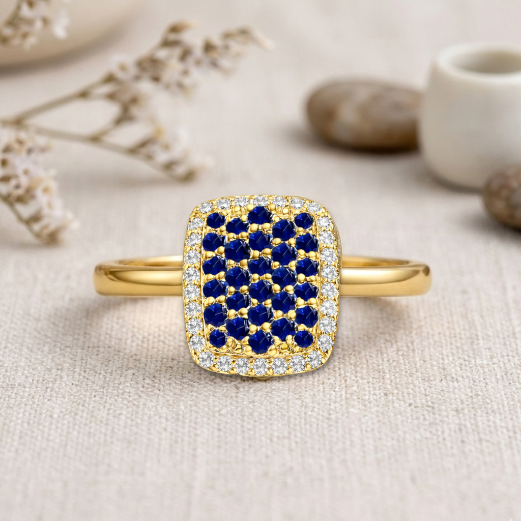 22k Gold Vermeil Blue Sapphire Statement Ring Fine Color Jewels
