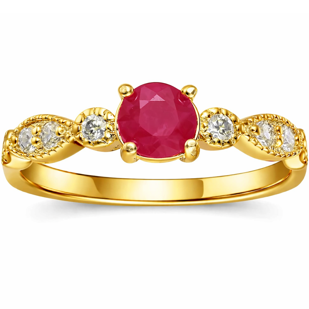 22k Gold Vermeil Genuine Ruby Solitaire Ring