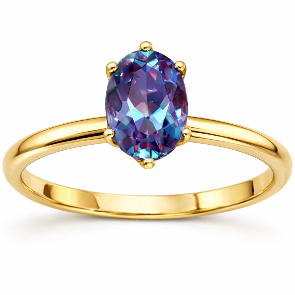 22k Gold Vermeil Alexandrite Solitaire Ring